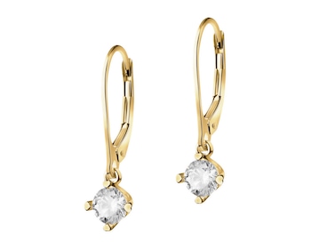 8 K Yellow Gold Earrings with Cubic Zirconia