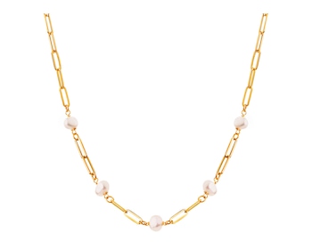 Zlatý náhrdelník s perlami - paper clip