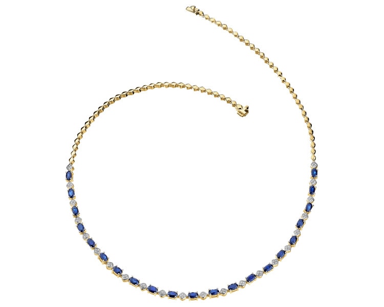 14 K Rhodium-Plated Yellow Gold Collar Necklace - fineness 14 K