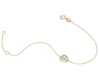 Bransoletka z żółtego i białego złota z brylantem - 0,02 ct - próba 375