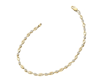 Bransoletka z żółtego złota z diamentami - 18 cm - 0,09 ct - próba 375