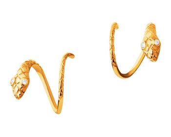 Złote kolczyki z cyrkoniami - węże