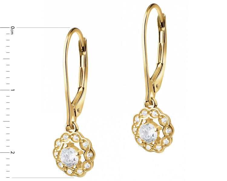 14 K Yellow Gold Earrings with Cubic Zirconia