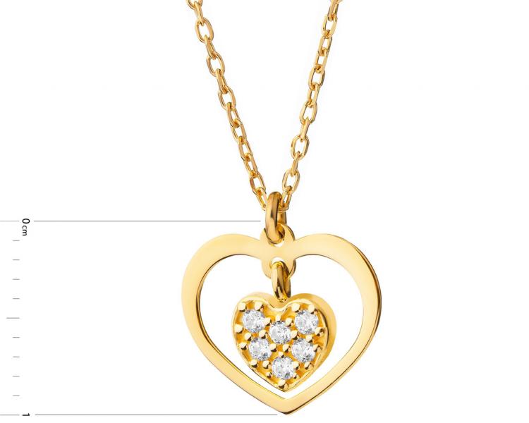 Pozlacený stříbrný náhrdelník se zirkony - srdce