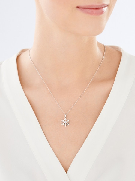 Stříbrný náhrdelník se zirkony - sněhová vločka