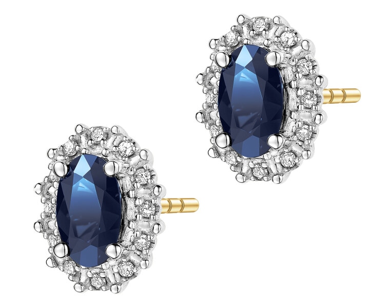 14 K Rhodium-Plated Yellow Gold Earrings - fineness 14 K