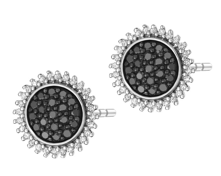 14 K Rhodium-Plated White Gold Earrings - 0,32 ct - fineness 14 K
