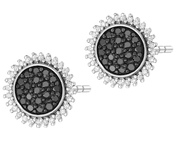 Kolczyki z białego złota z diamentami - 0,32 ct - próba 585