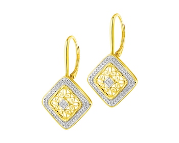 Yellow gold earrings with diamonds 0,24 ct - fineness 14 K