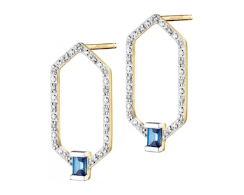 9 K Rhodium-Plated Yellow Gold Earrings - fineness 9 K