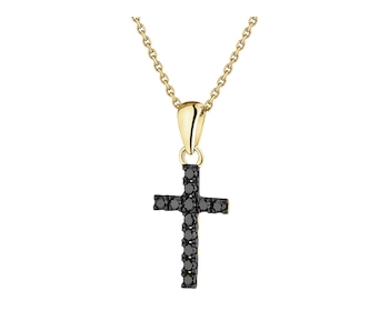 375 Yellow Gold Ruthenium-Plated Pendant with Black Diamond, Treateds - 0,10 ct - fineness 375