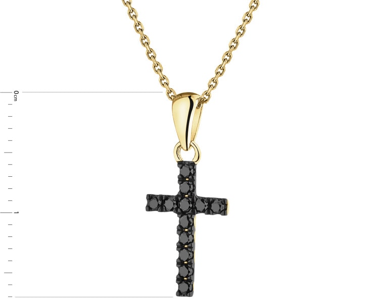 375 Yellow Gold Ruthenium-Plated Pendant with Black Diamond, Treateds - 0,10 ct - fineness 375