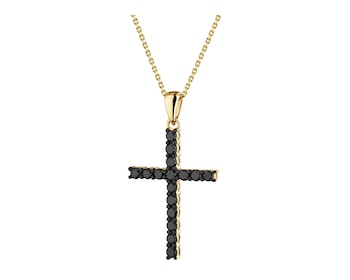 375 Yellow Gold Ruthenium-Plated Pendant with Black Diamond, Treateds - 0,36 ct - fineness 375