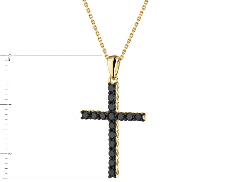 375 Yellow Gold Ruthenium-Plated Pendant with Black Diamond, Treateds - 0,36 ct - fineness 375