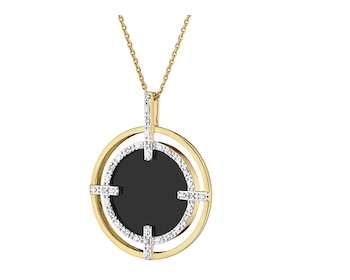 Zlatý přívěsek s diamanty a onyxem - ryzost 585
