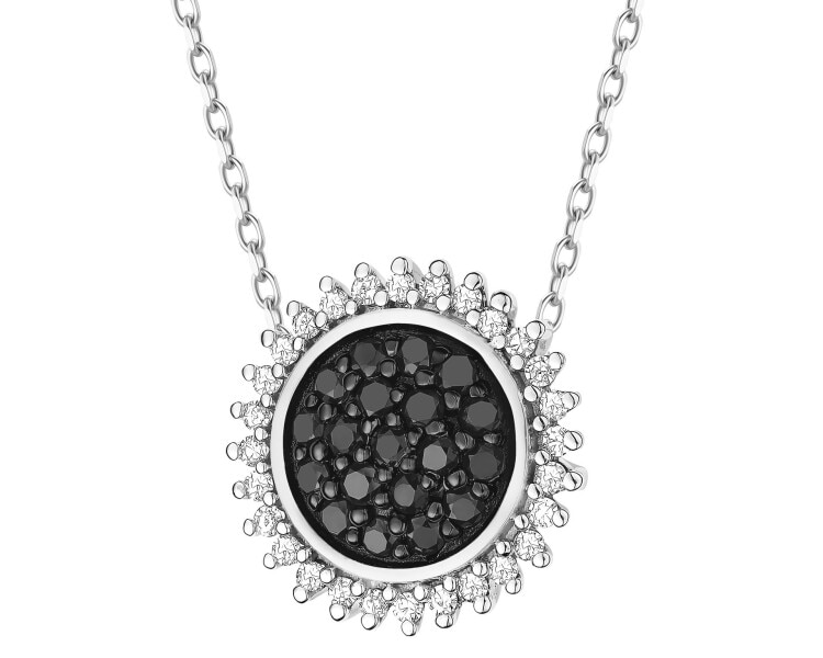 14 K Rhodium-Plated White Gold Pendant - 0,22 ct - fineness 14 K