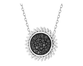 14 K Rhodium-Plated White Gold Pendant - 0,22 ct - fineness 14 K