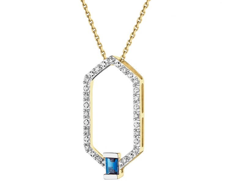 9 K Rhodium-Plated Yellow Gold Pendant - fineness 9 K