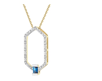 Zawieszka z żółtego złota z diamentami i szafirem - próba 375