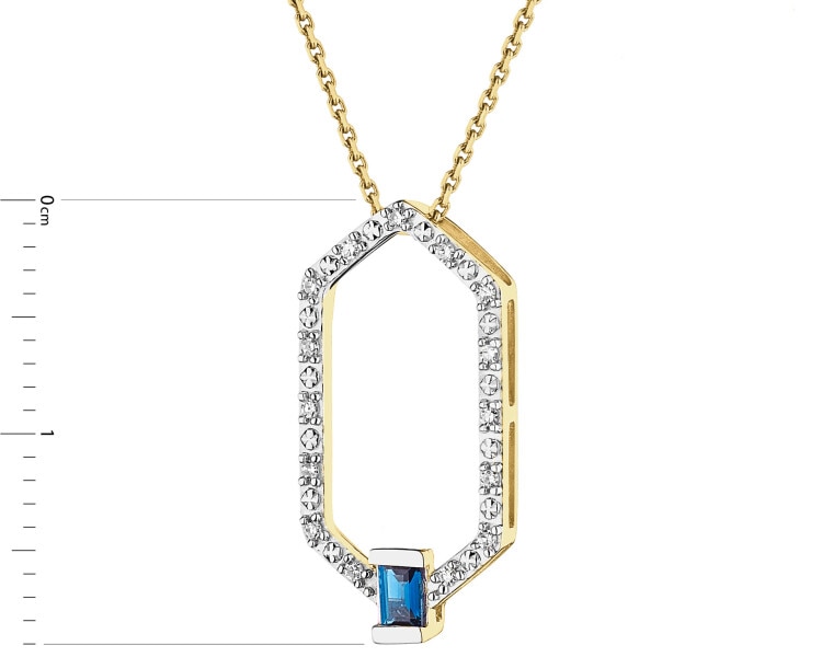 9 K Rhodium-Plated Yellow Gold Pendant - fineness 9 K