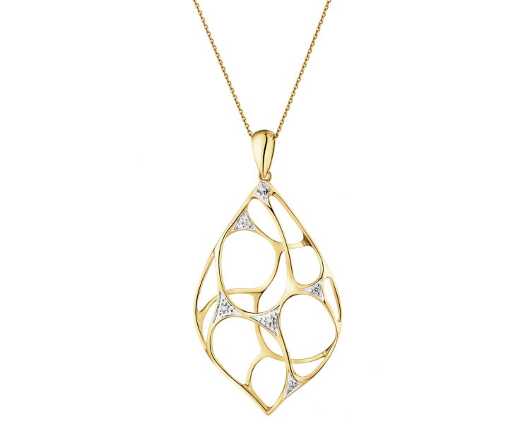 Zawieszka z żółtego złota z brylantami - 0,05 ct - próba 585