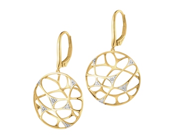 Zlaté náušnice s diamanty - 0,03 ct - ryzost 585