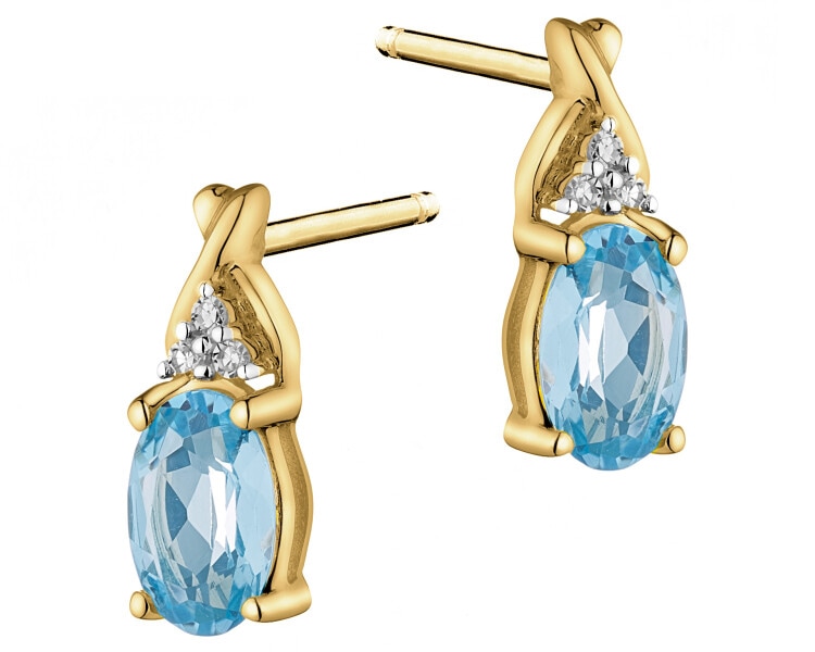 14 K Rhodium-Plated Yellow Gold Earrings - fineness 14 K