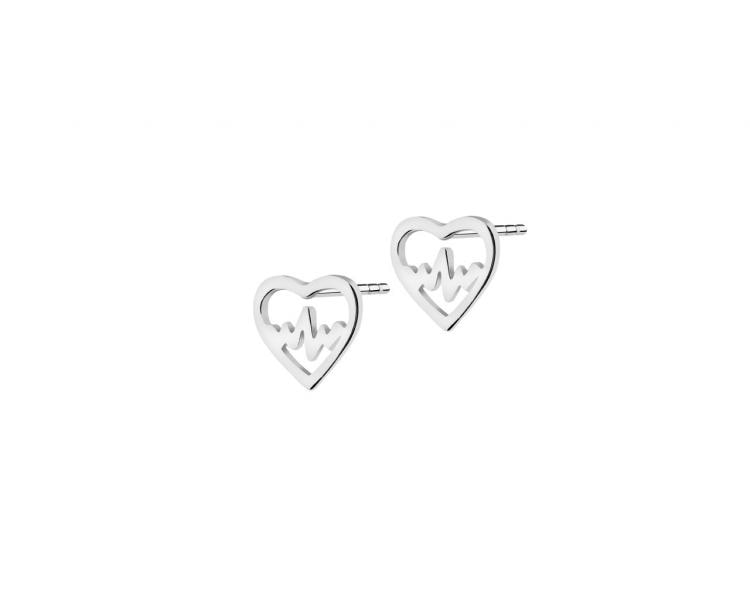 Kolczyki srebrne - EKG serca, serca