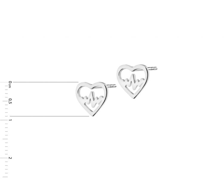 Stříbrné náušnice - EKG srdce, srdce