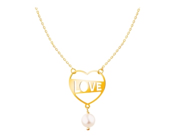 Złoty naszyjnik z perłą, ankier - serce, love></noscript>
                    </a>
                </div>
                <div class=