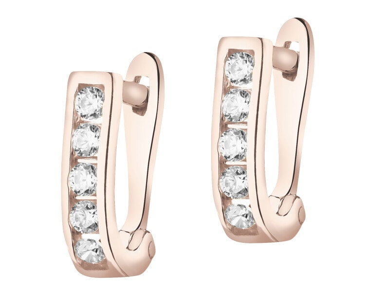 8 K Pink Gold Earrings with Cubic Zirconia