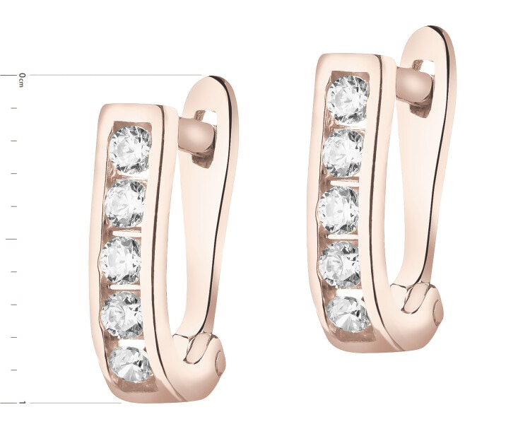 8 K Pink Gold Earrings with Cubic Zirconia