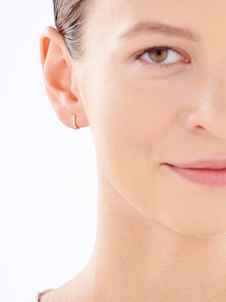 8 K Pink Gold Earrings with Cubic Zirconia