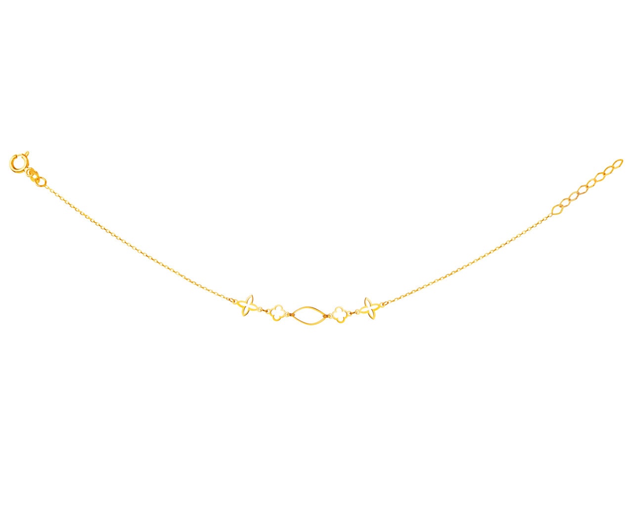 Złota bransoletka, ankier - koniczyny