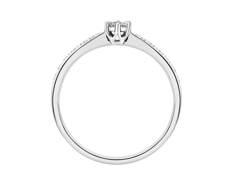 14 K Rhodium-Plated White Gold Ring with Diamonds - 0,12 ct - fineness 14 K