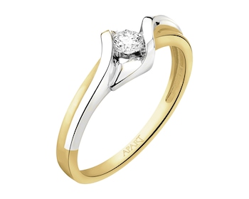 Prsten ze žlutého zlata s briliantem 0,16 ct - ryzost 585