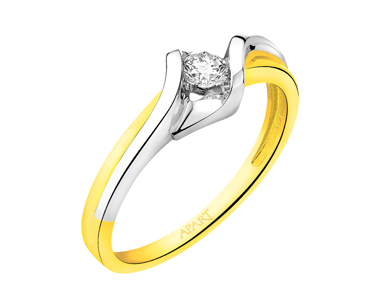 Prsten ze žlutého zlata s briliantem 0,17 ct - ryzost 585