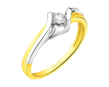 14ct Yellow Gold Ring with Diamond 0,17 ct - fineness 14 K