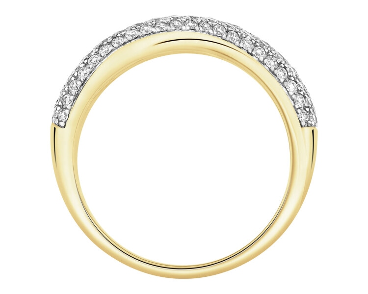 14 K Rhodium-Plated Yellow Gold Ring with Diamonds - 0,63 ct - fineness 14 K
