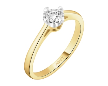 Zlatý prsten s briliantem - srdce - 0,23 ct - ryzost 585