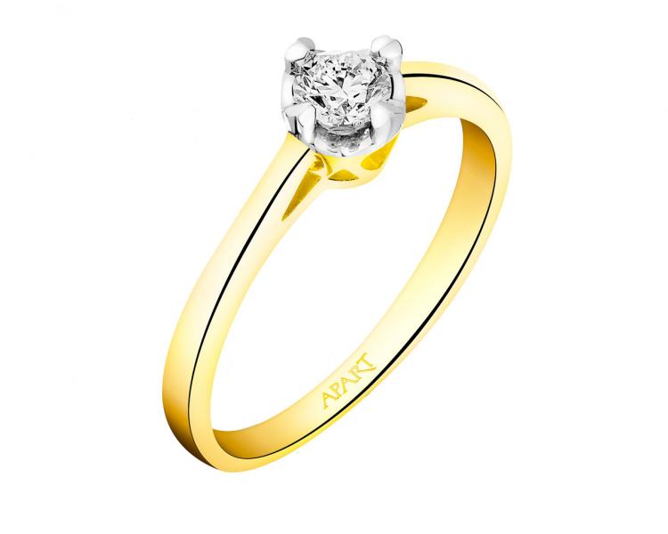 Zlatý prsten s briliantem - srdce 0,23 ct - ryzost 585
