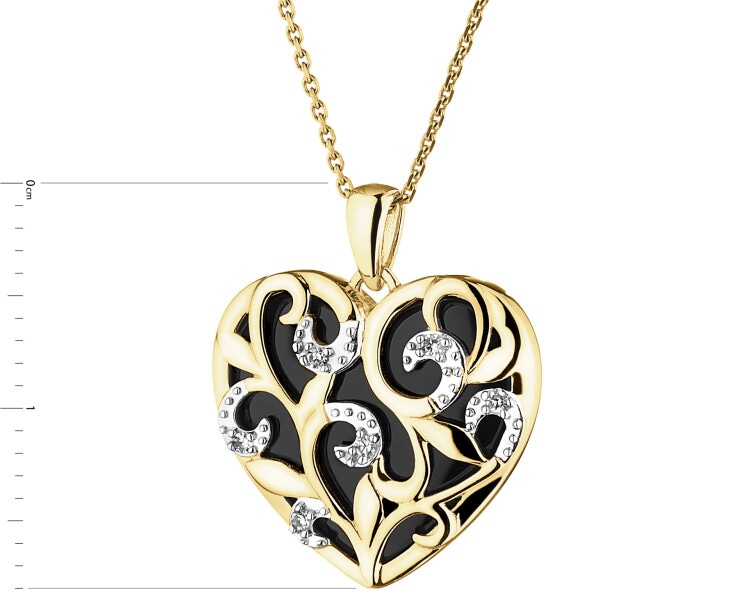 9 K Rhodium-Plated Yellow Gold Pendant - fineness 9 K