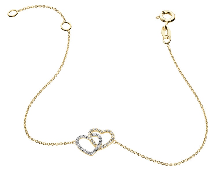 Zlatý náramek s diamanty - 0,10 ct - ryzost 585
