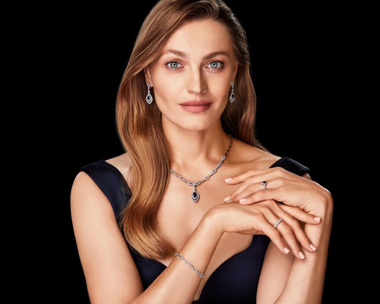 14 K Rhodium-Plated White Gold Band Ring with Diamonds - 1,00 ct - fineness 14 K