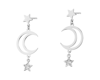 Kolczyki srebrne z cyrkoniami - Księżyce, gwiazdy