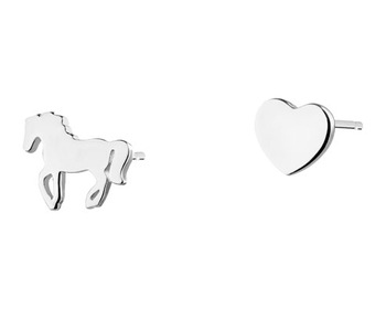 Kolczyki srebrne - koń, serce