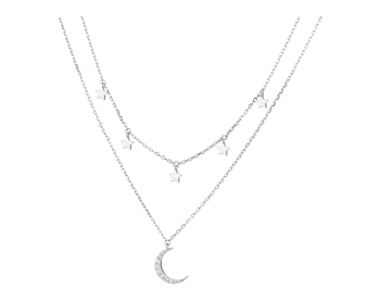 Stříbrný náhrdelník se zirkony - měsíc, hvězdy