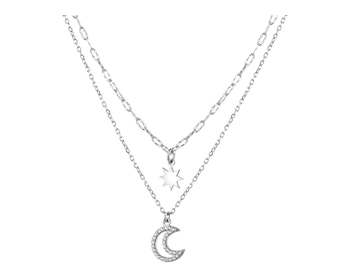 Stříbrný náhrdelník se zirkony - měsíc, hvězda