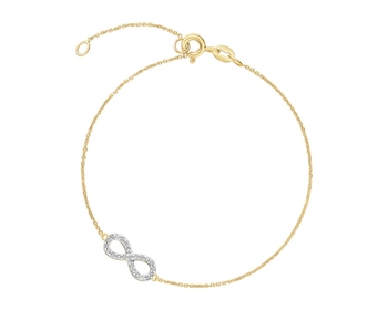 Zlatý náramek s diamanty - nekonečno - 0,08 ct - ryzost 585