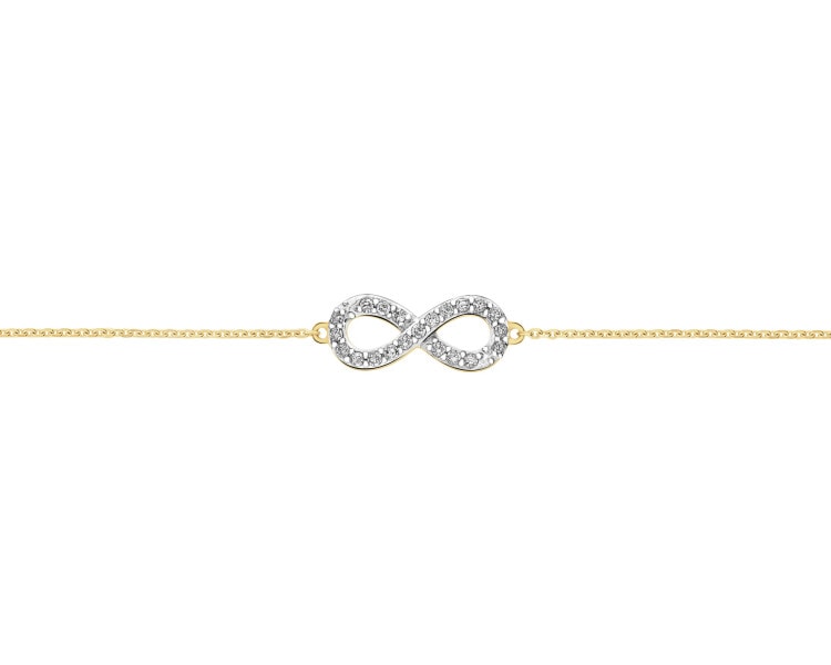 Zlatý náramek s diamanty - nekonečno - 0,08 ct - ryzost 585